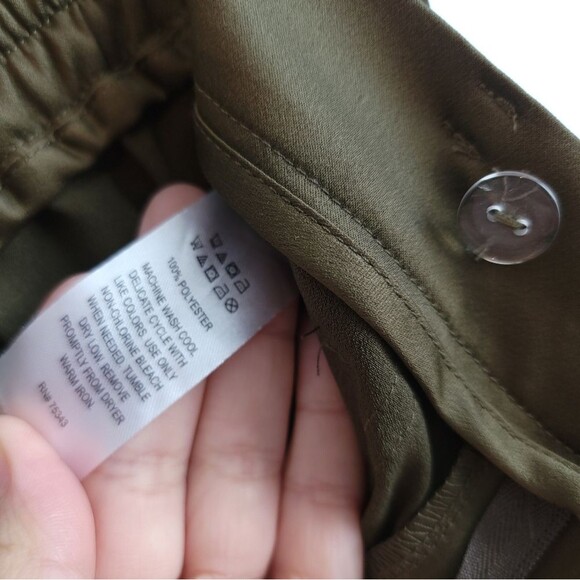 Joie Satin Green Straight Ankle Pants Waist Sash NWT - Picture 10 of 14